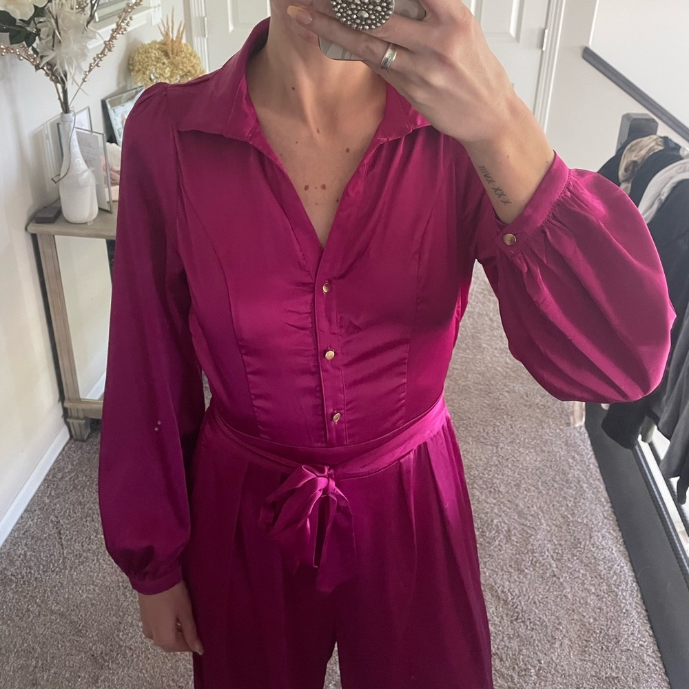 Magenta wide leg jumpsuit